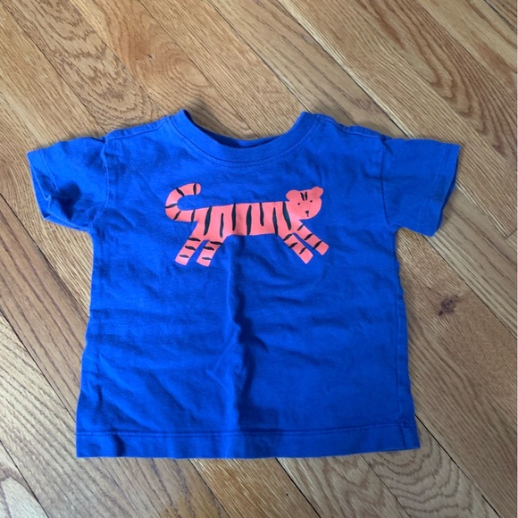 Hanna Andersson Blue Short Sleeve Tee Shirt with Tiger Size 18-24 Months - Picture 2 of 4